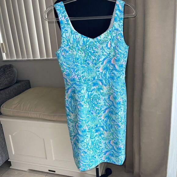 NWOT LILLY PULITZER DEL REY STRETCH SHIFT DRESS CORAL OF THE STORY S - Picture 4 of 12